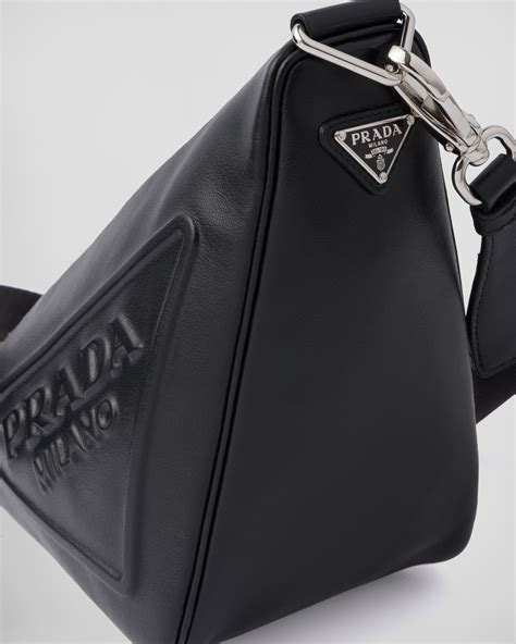 prada triangle-logo foldover top shoulder bag|prada leather triangle.